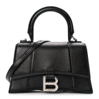 Balenciaga Grained Calfskin Hourglass Top Handle Bag XS Black