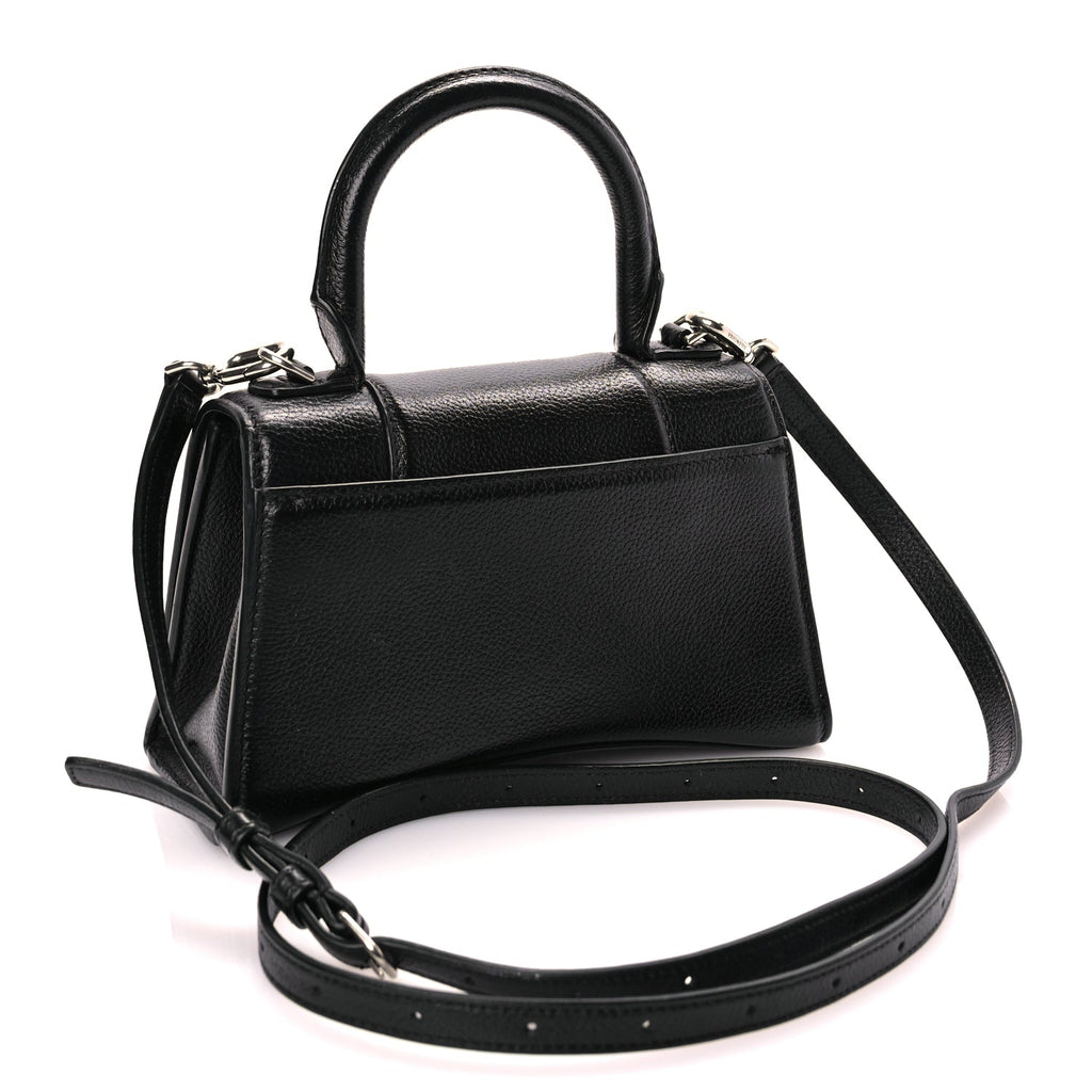 Balenciaga Grained Calfskin Hourglass Top Handle Bag XS Black