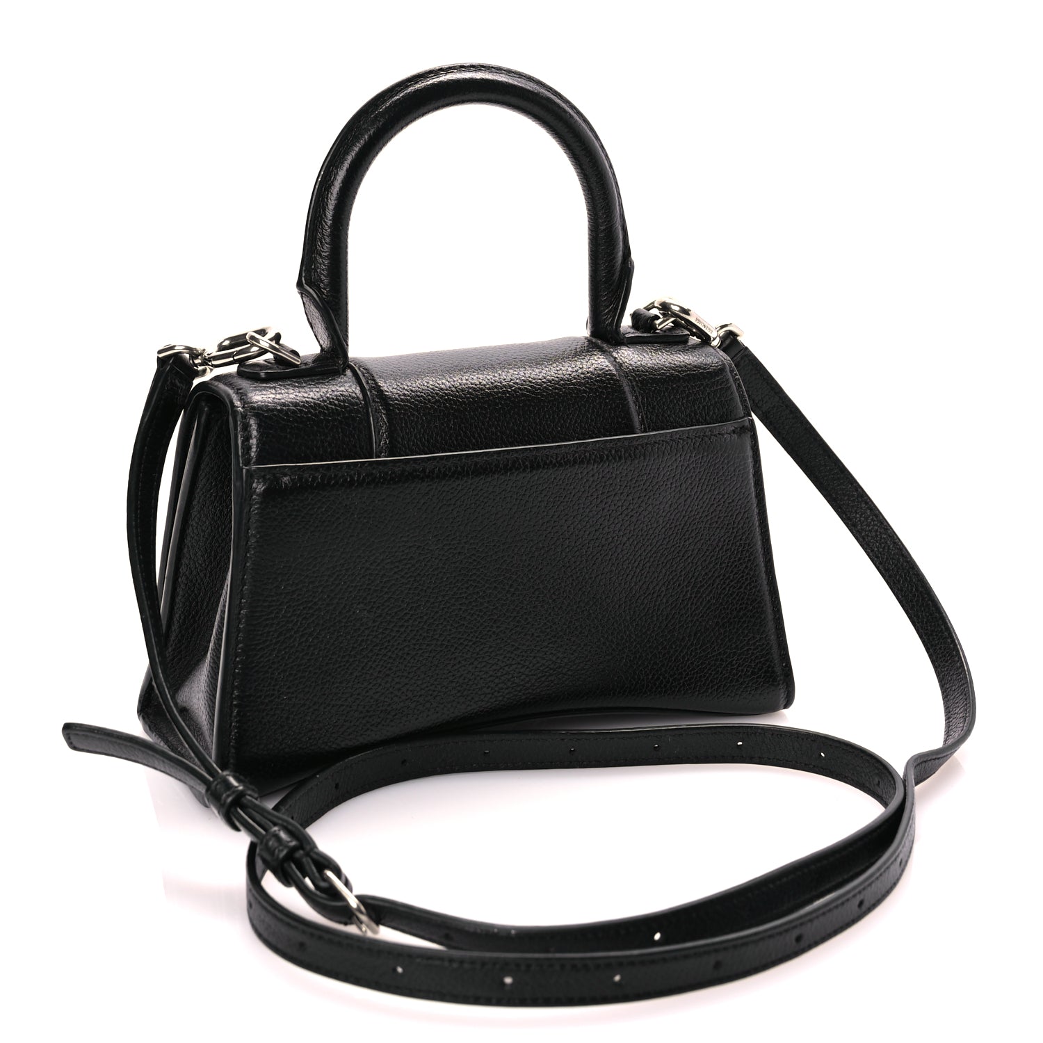 Balenciaga Grained Calfskin Hourglass Top Handle Bag XS Black