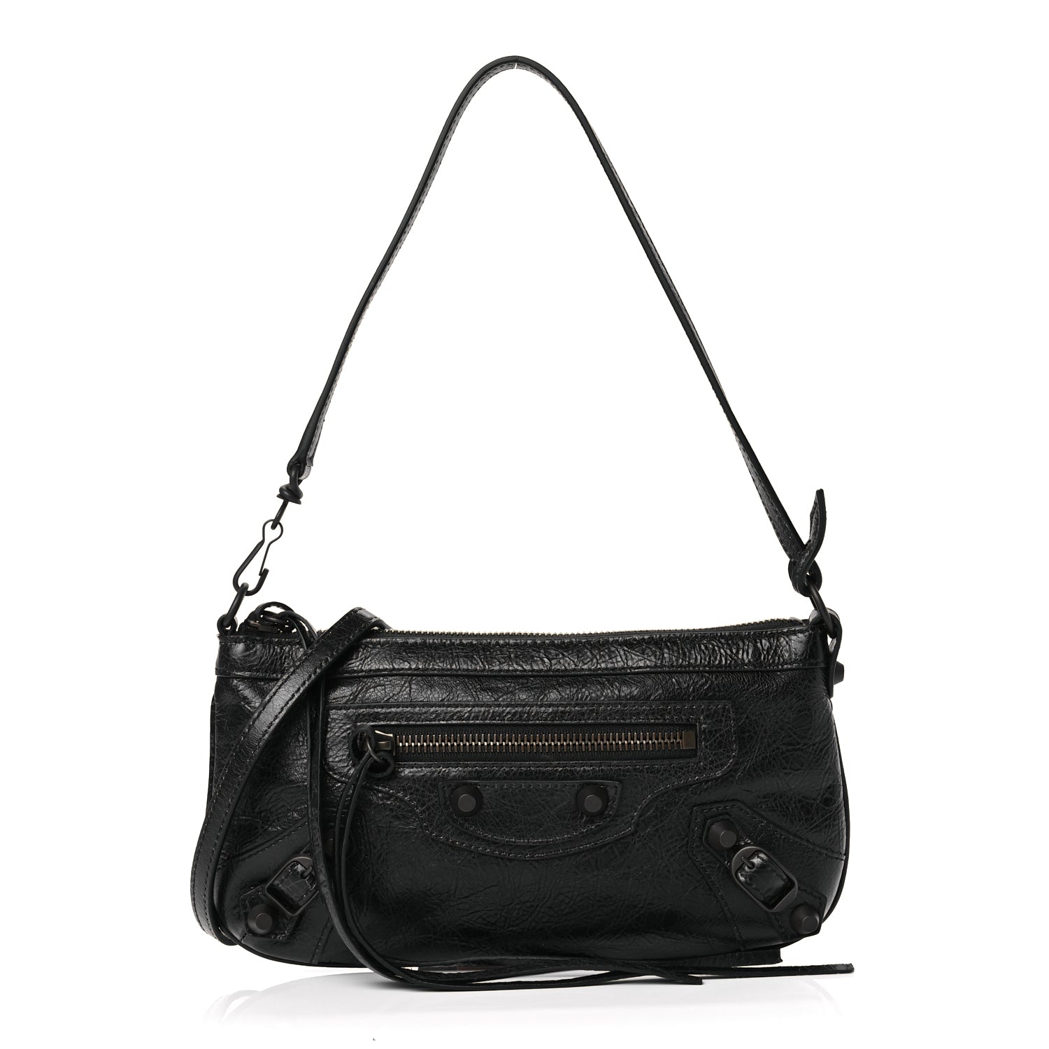 Balenciaga Agneau Arena Classic Hardware Le City Pouch On Strap Black