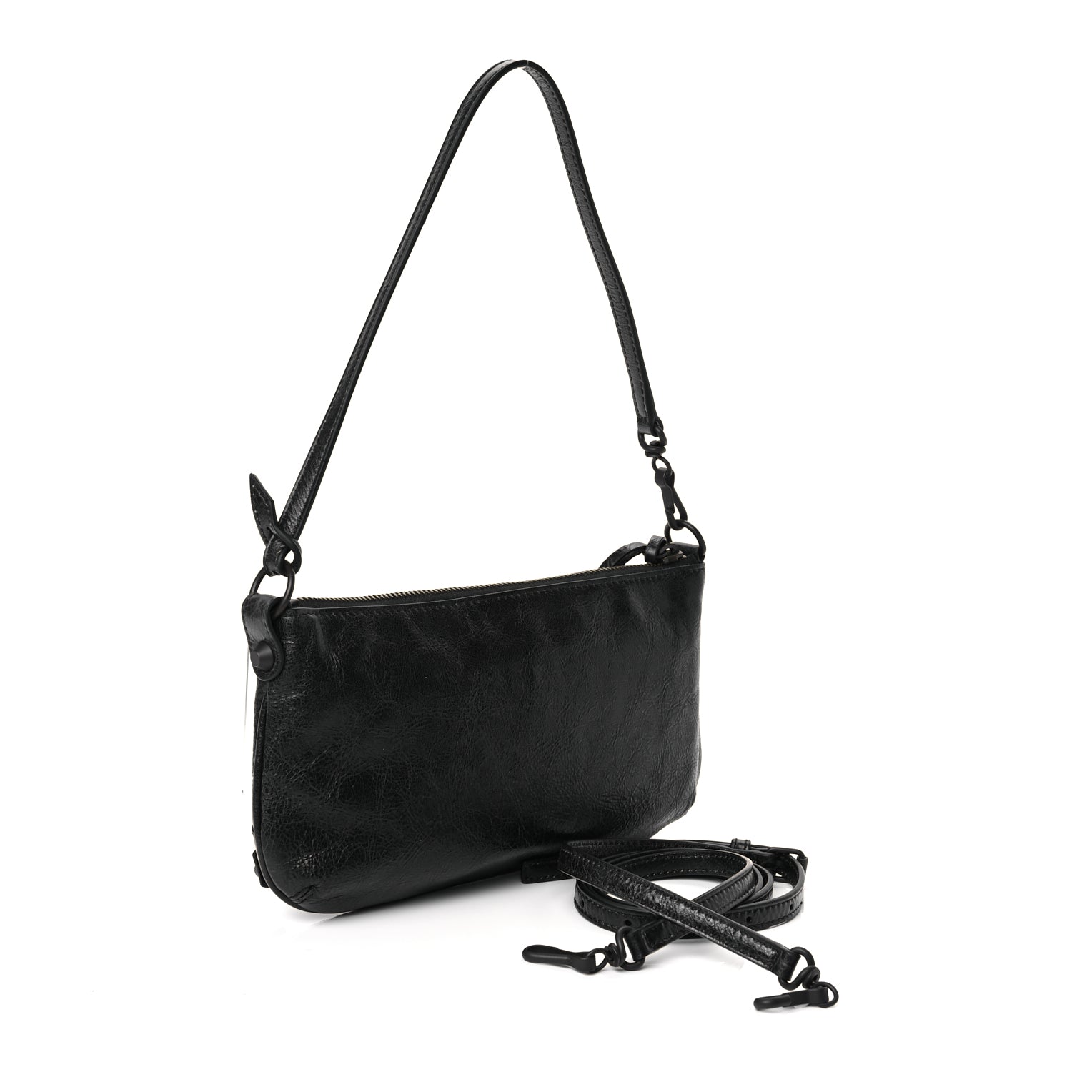 Balenciaga Agneau Arena Classic Hardware Le City Pouch On Strap Black