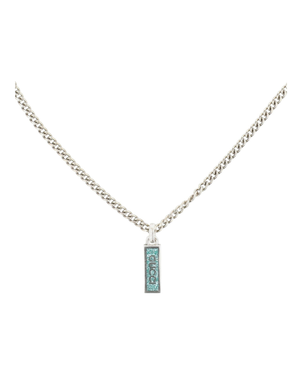 Gucci Womens Sterling Silver Logo Plaque Necklace