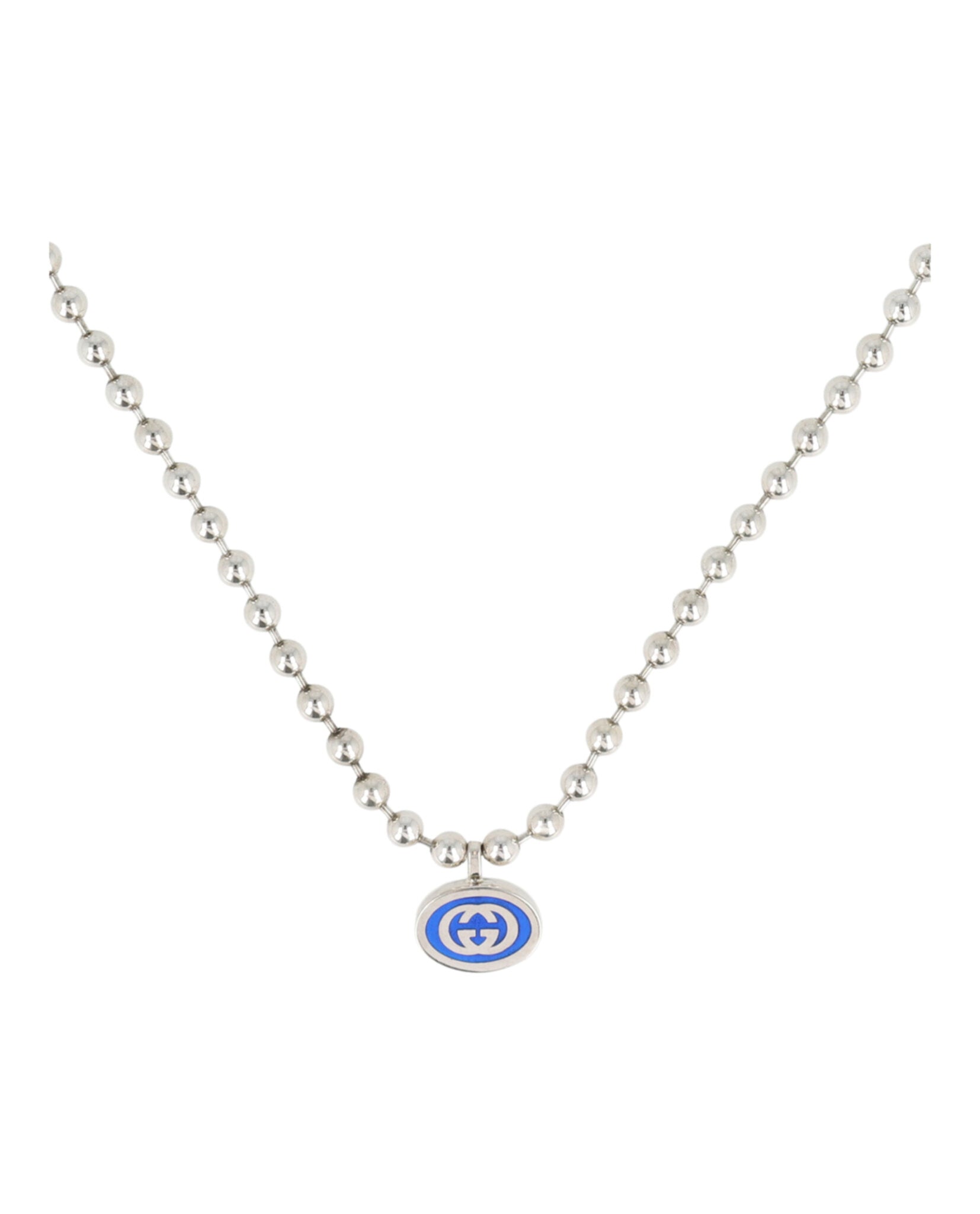 Gucci Womens Sterling Silver Interlocking G Boule Necklace
