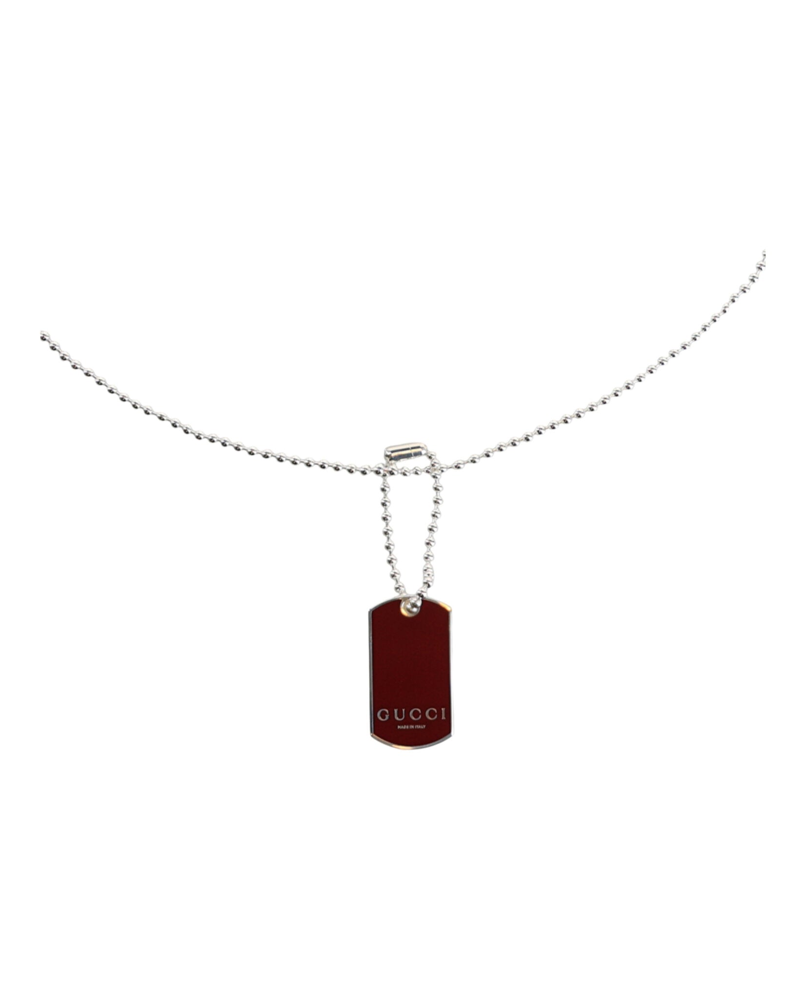 Gucci Womens Trademark Enamel Dog Tag Necklace