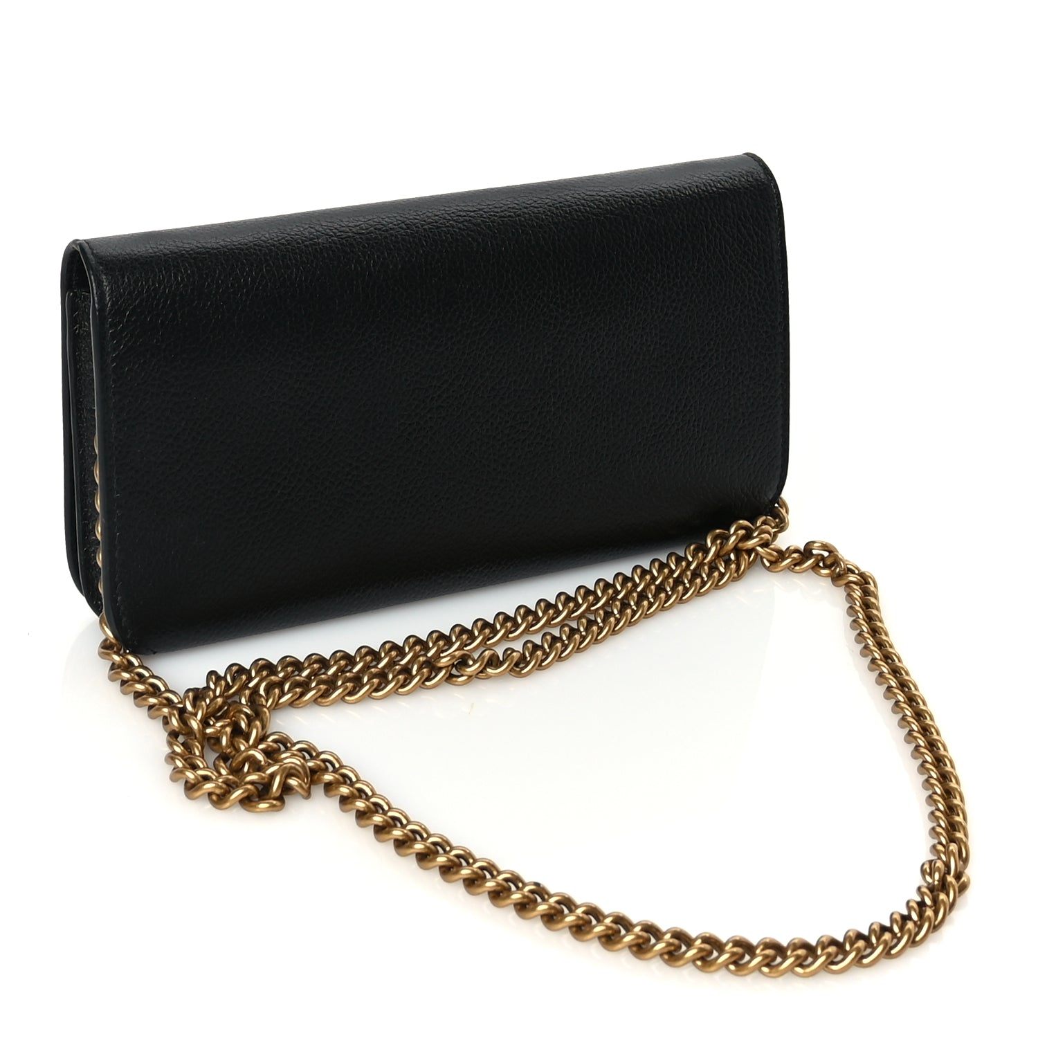 Balenciaga Grained Calfskin Logo Cash Phone Holder Wallet On Chain Black