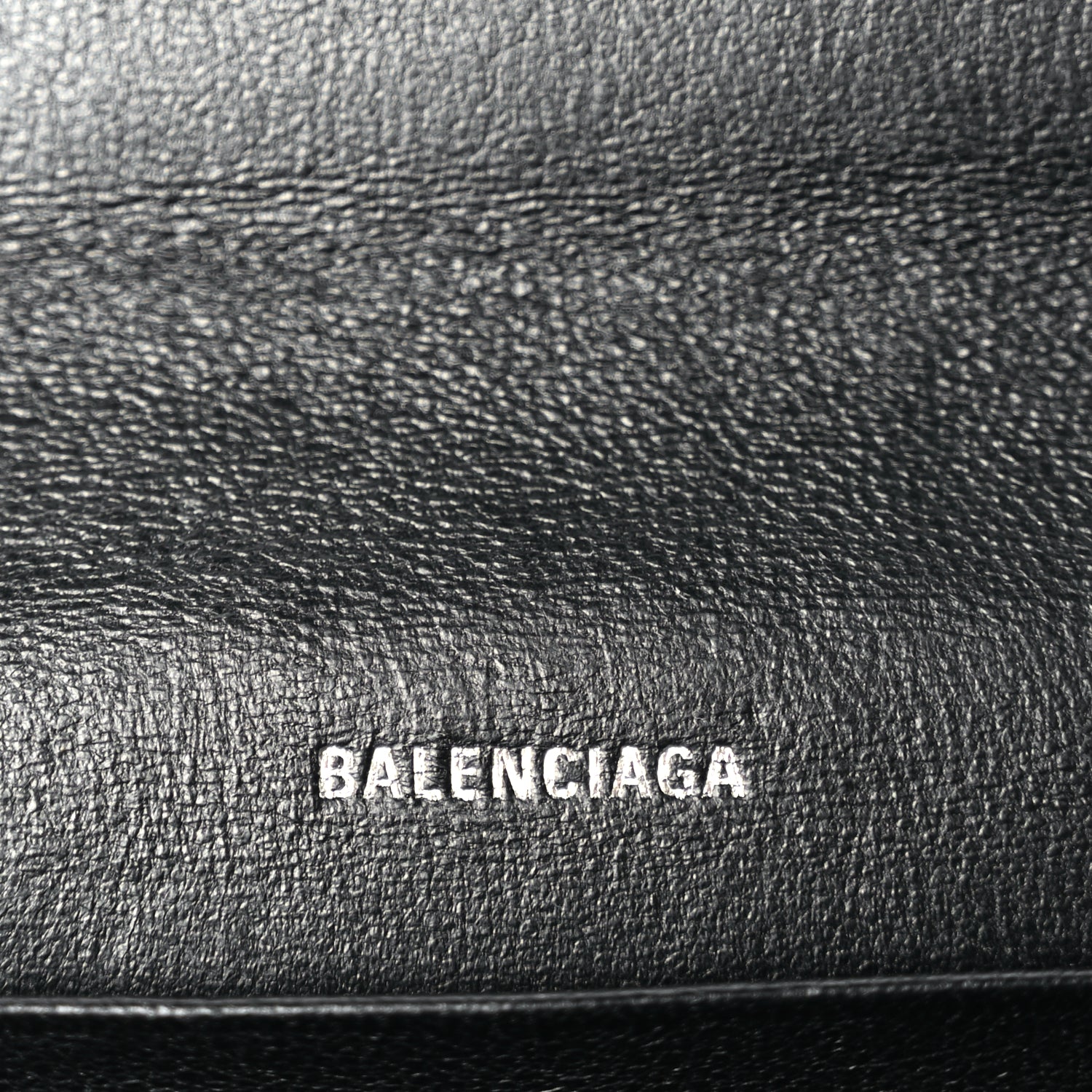Balenciaga Grained Calfskin Logo Cash Phone Holder Wallet On Chain Black