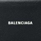 Balenciaga Grained Calfskin Logo Cash Phone Holder Wallet On Chain Black