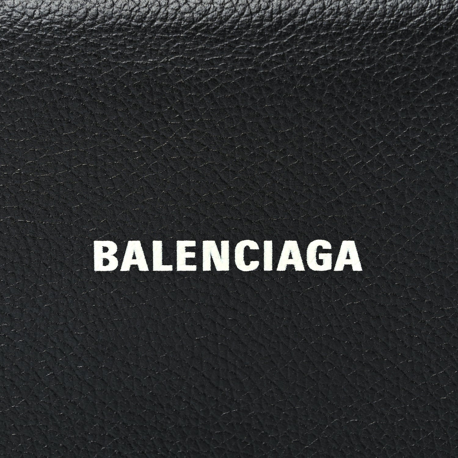 Balenciaga Grained Calfskin Logo Cash Phone Holder Wallet On Chain Black