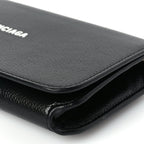 Balenciaga Grained Calfskin Logo Cash Phone Holder Wallet On Chain Black
