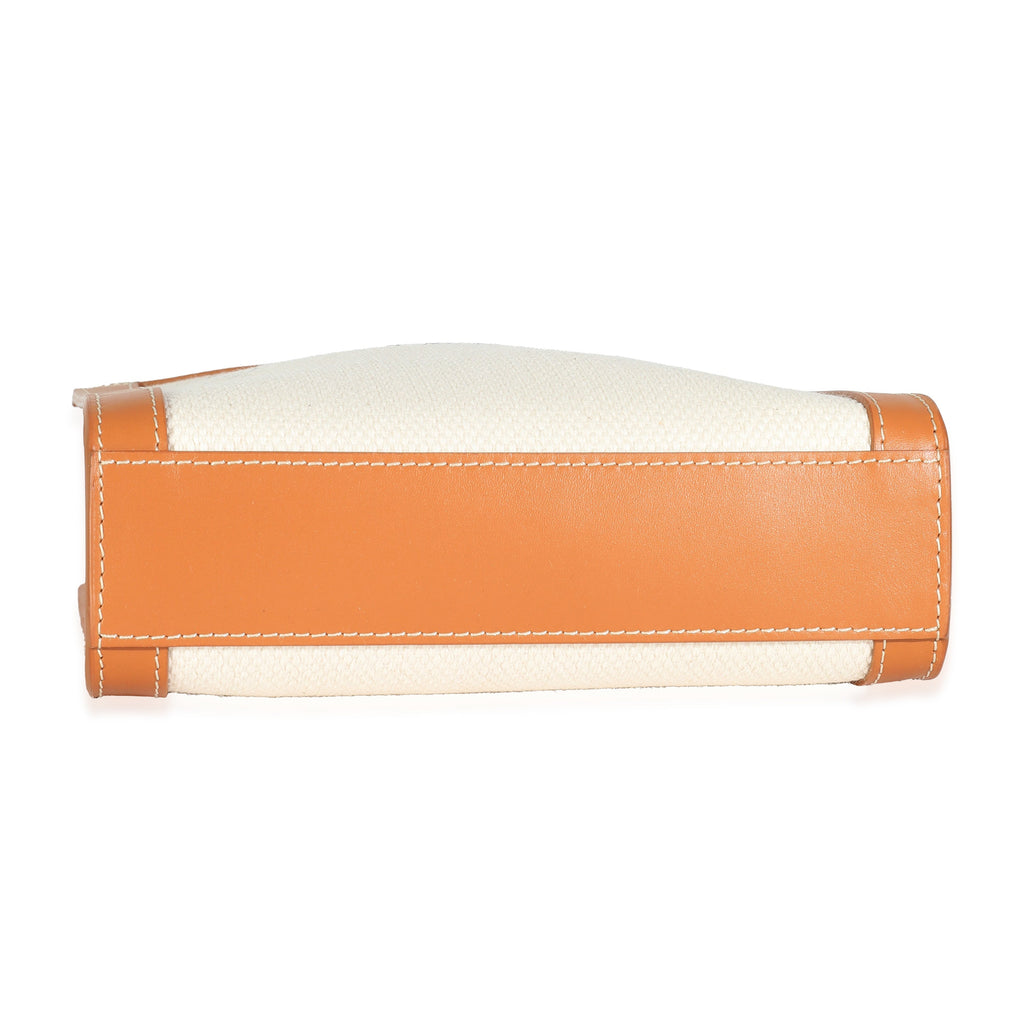 Natural Tan Canvas Calfskin Mini Vertical Cabas Bag