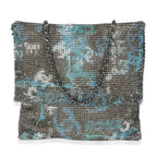 Chanel Silver Blue Graffiti CC Chainmail Flap Bag