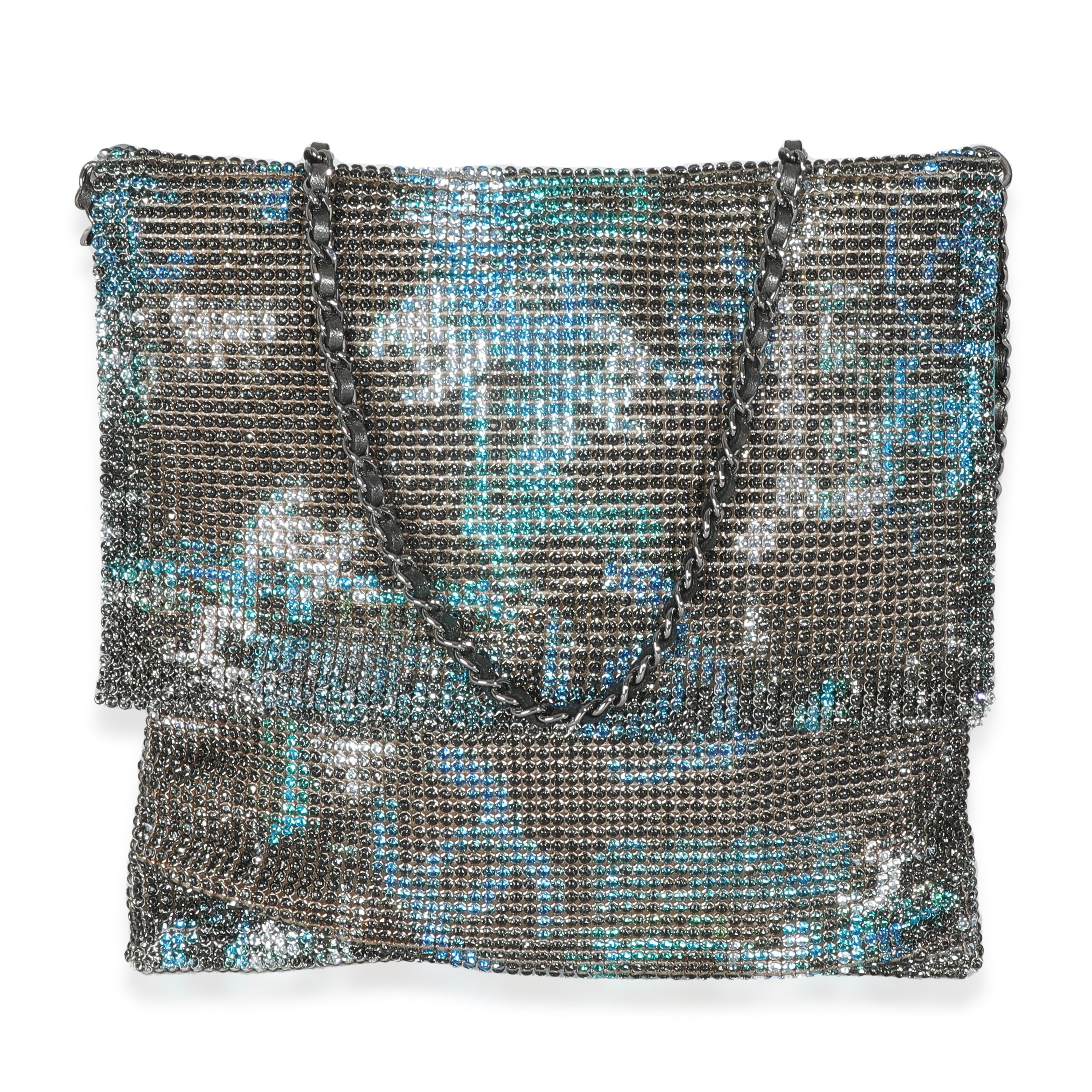 Chanel Silver Blue Graffiti CC Chainmail Flap Bag