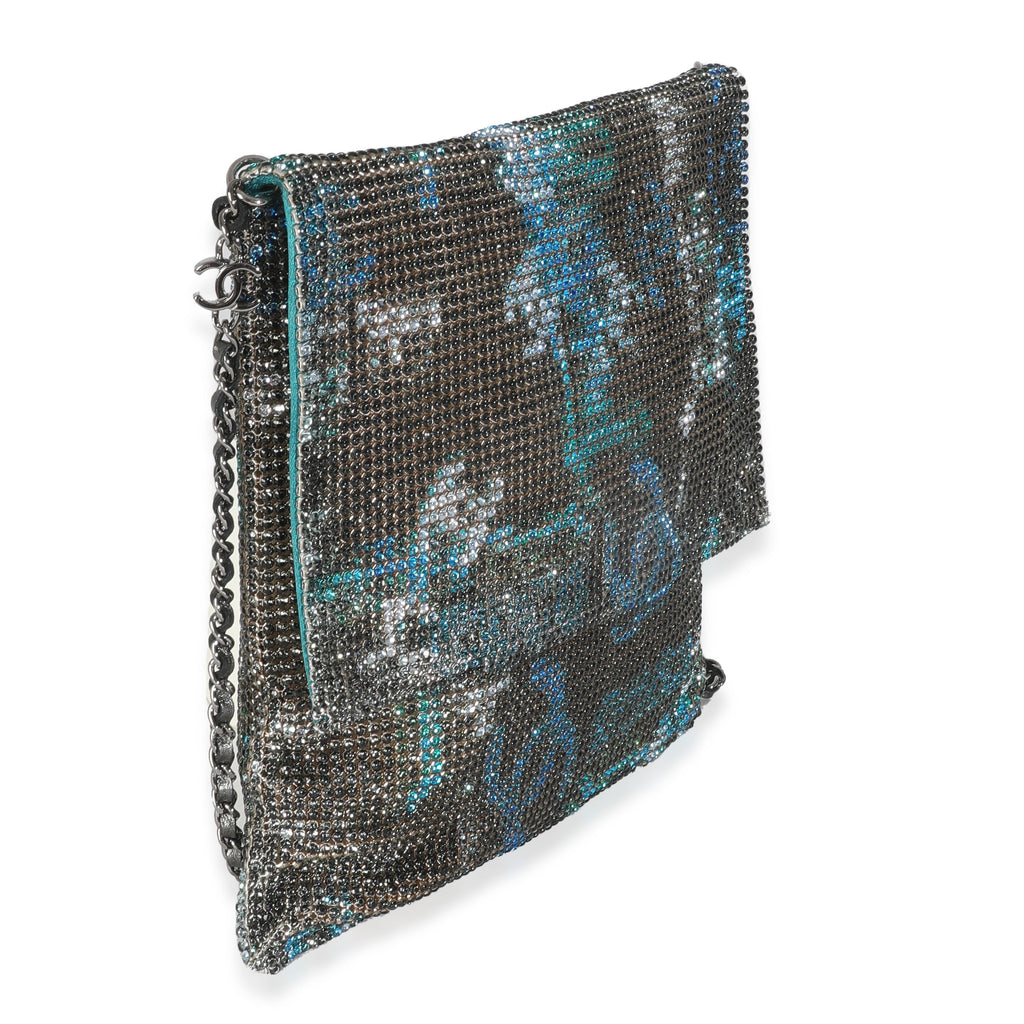 Chanel Silver Blue Graffiti CC Chainmail Flap Bag