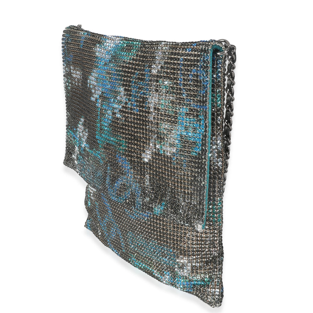 Chanel Silver Blue Graffiti CC Chainmail Flap Bag