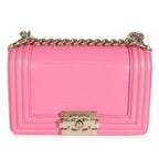 Chanel Pink Lambskin Lizard Small Boy Bag