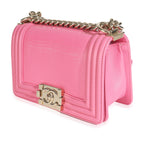 Chanel Pink Lambskin Lizard Small Boy Bag