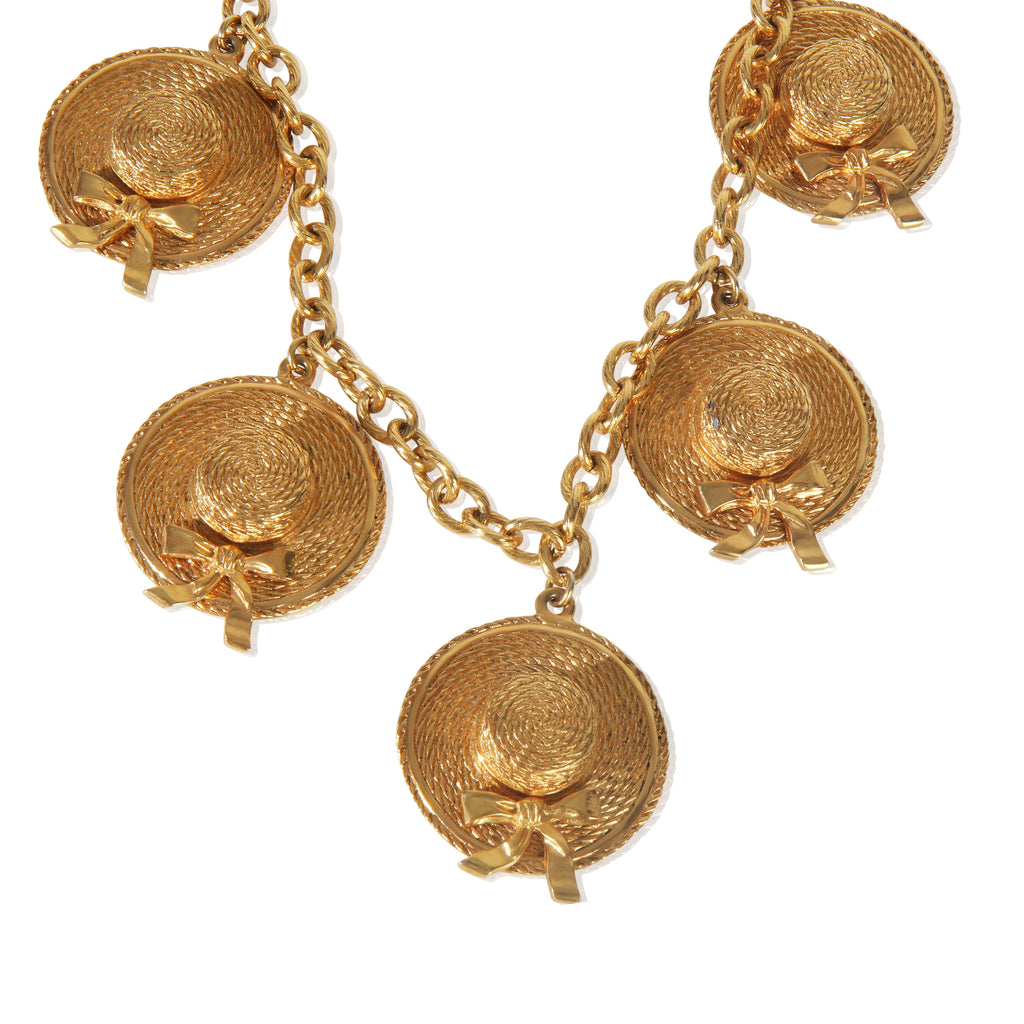 Chanel Gold-Plated  Vintage Sunhat Charm Necklace