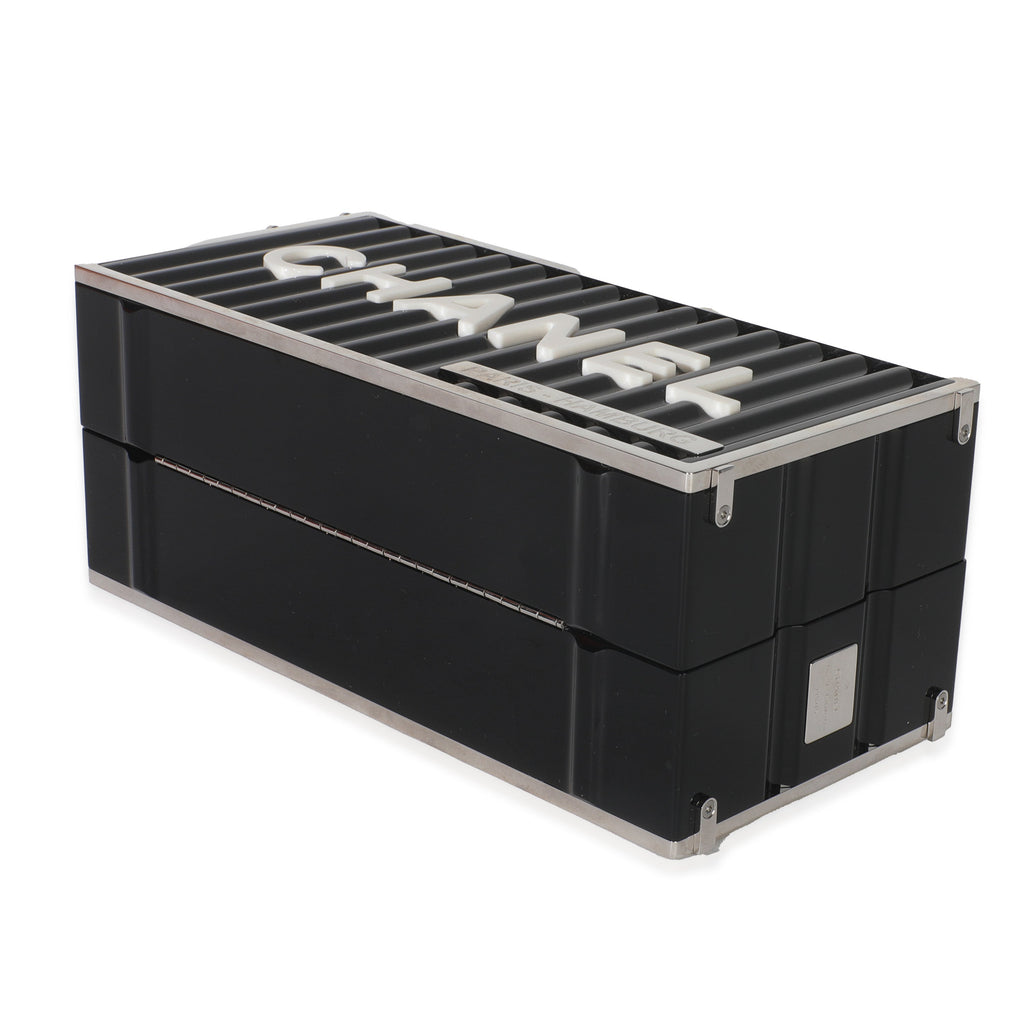 Chanel 18A Black Lucite Paris Hamburg Minaudiere Shipping Container Clutch