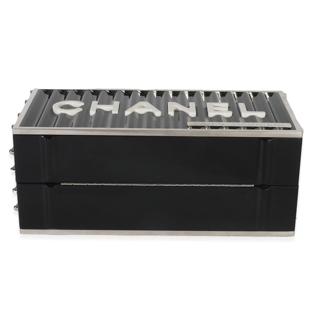 Chanel 18A Black Lucite Paris Hamburg Minaudiere Shipping Container Clutch
