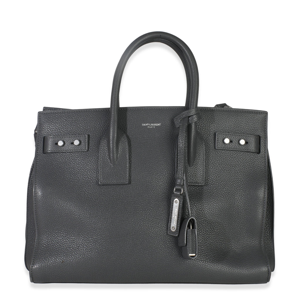 Saint Laurent Grey Grained Calfskin Small Souple Sac De Jour