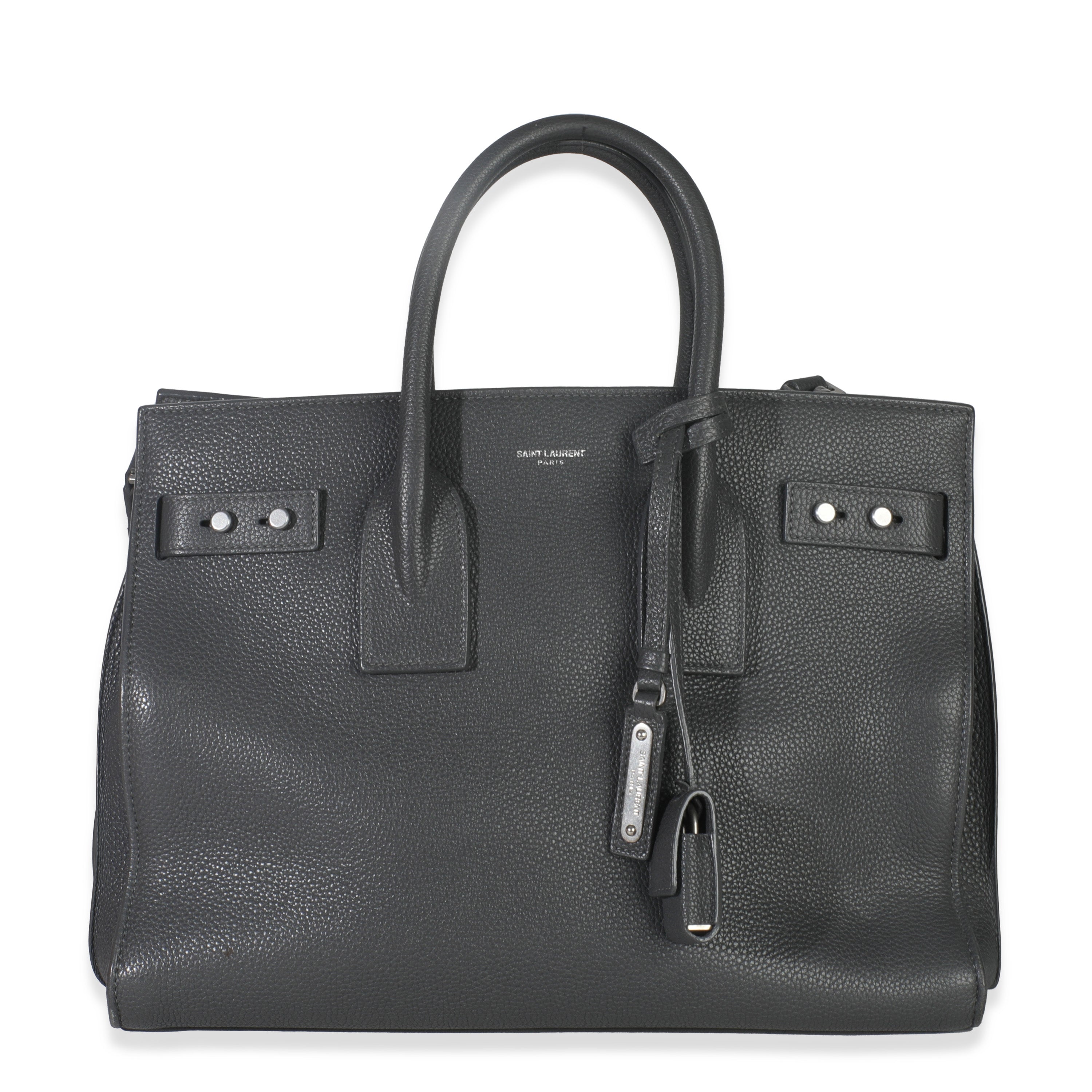 Saint Laurent Grey Grained Calfskin Small Souple Sac De Jour