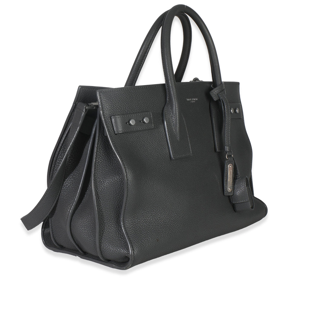Saint Laurent Grey Grained Calfskin Small Souple Sac De Jour