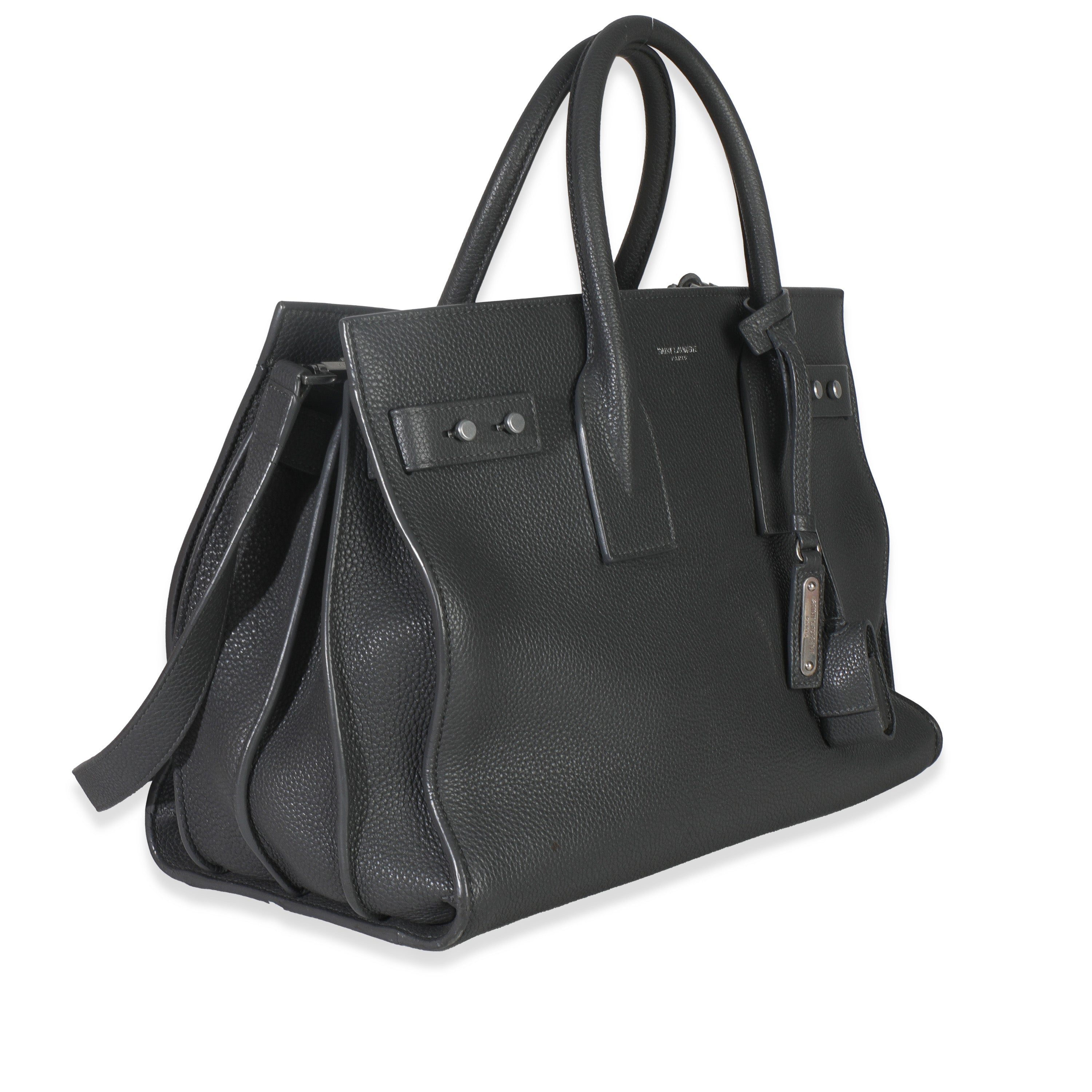 Saint Laurent Grey Grained Calfskin Small Souple Sac De Jour