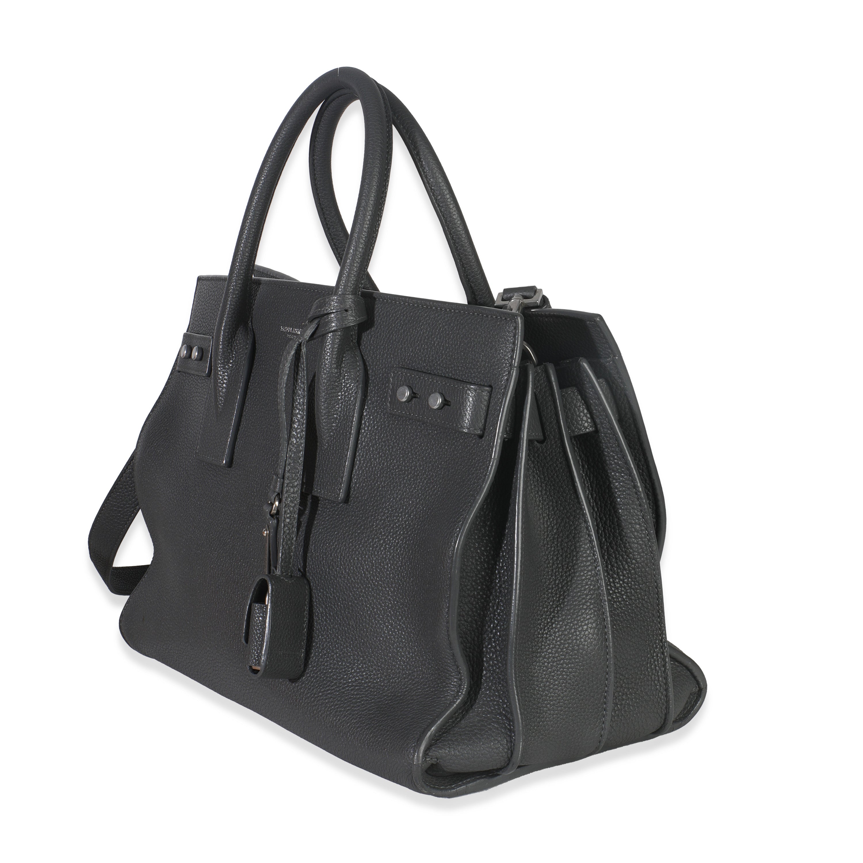 Saint Laurent Grey Grained Calfskin Small Souple Sac De Jour