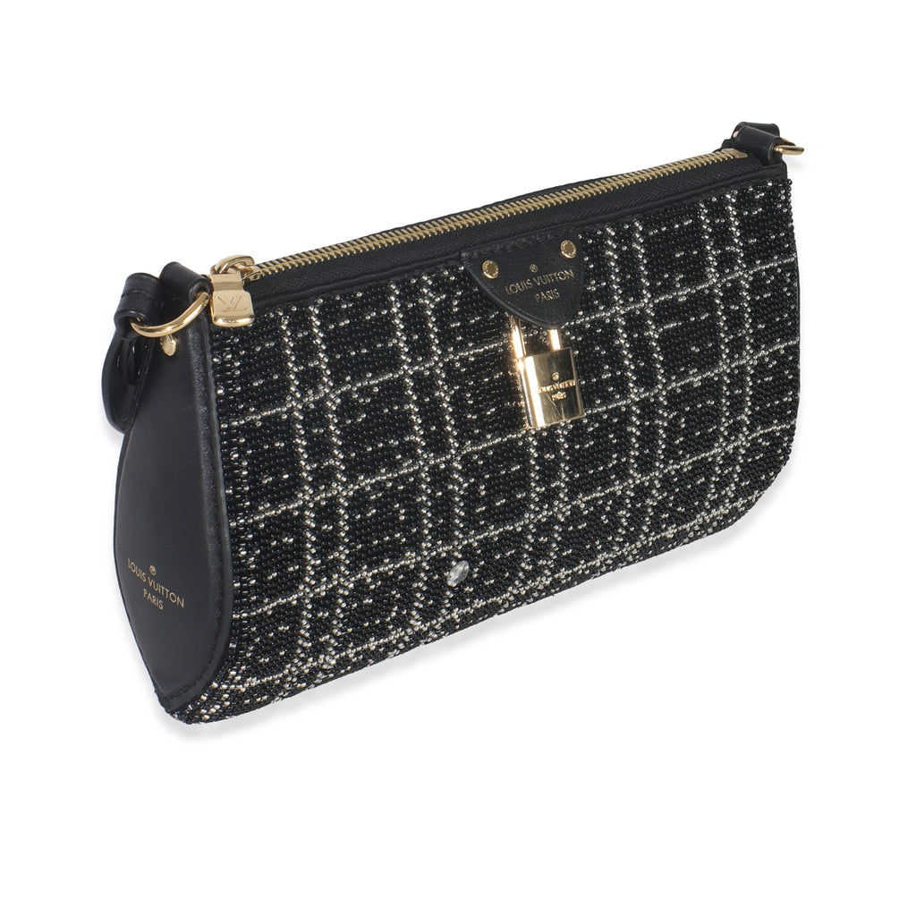 Louis Vuitton Black White Beaded Pochette Tirette