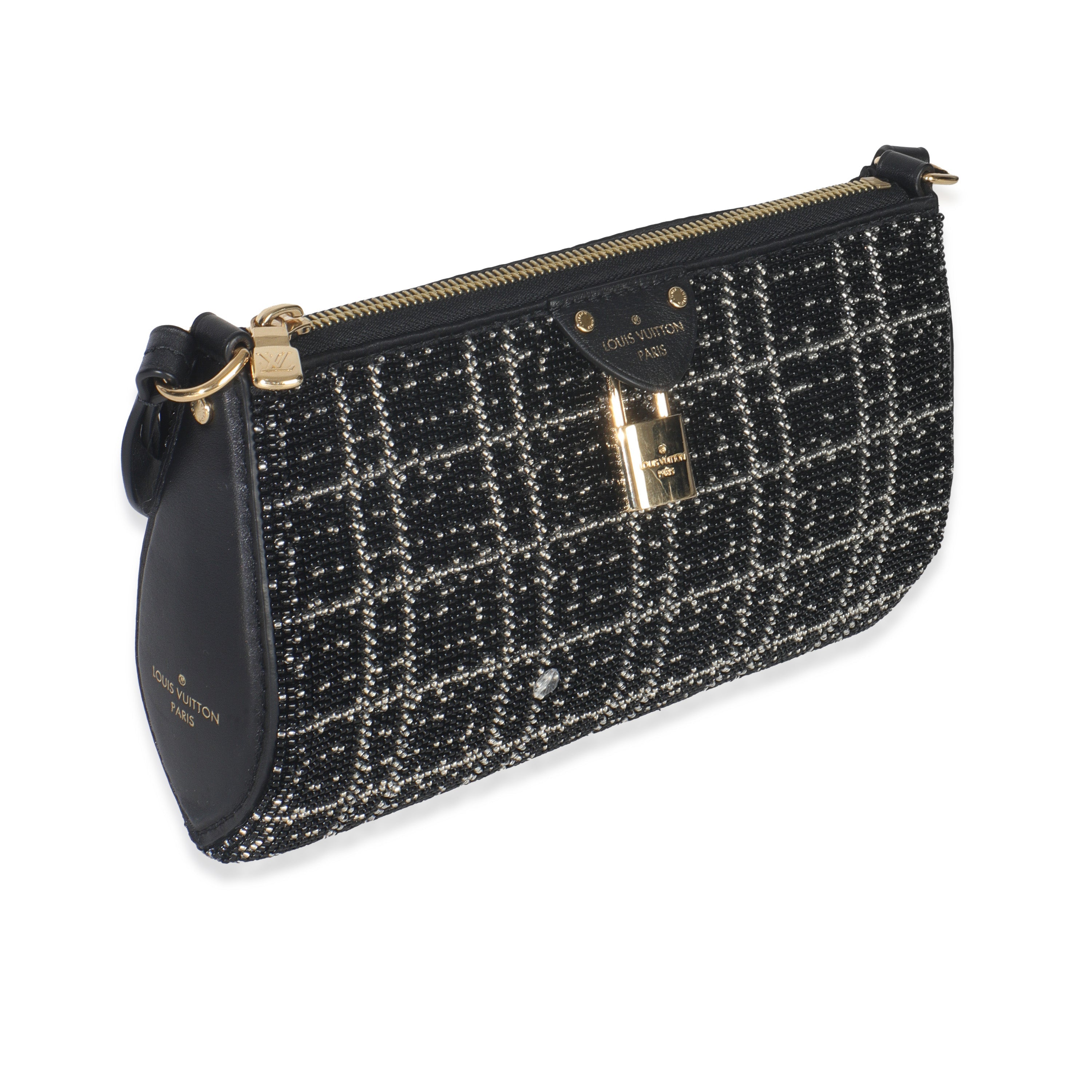 Louis Vuitton Black White Beaded Pochette Tirette