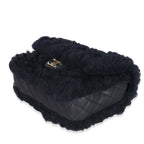 Chanel Navy Shearling Quilted Lambskin Medium Flap Bag