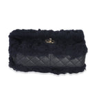 Chanel Navy Shearling Quilted Lambskin Medium Flap Bag