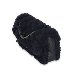 Chanel Navy Shearling Quilted Lambskin Medium Flap Bag