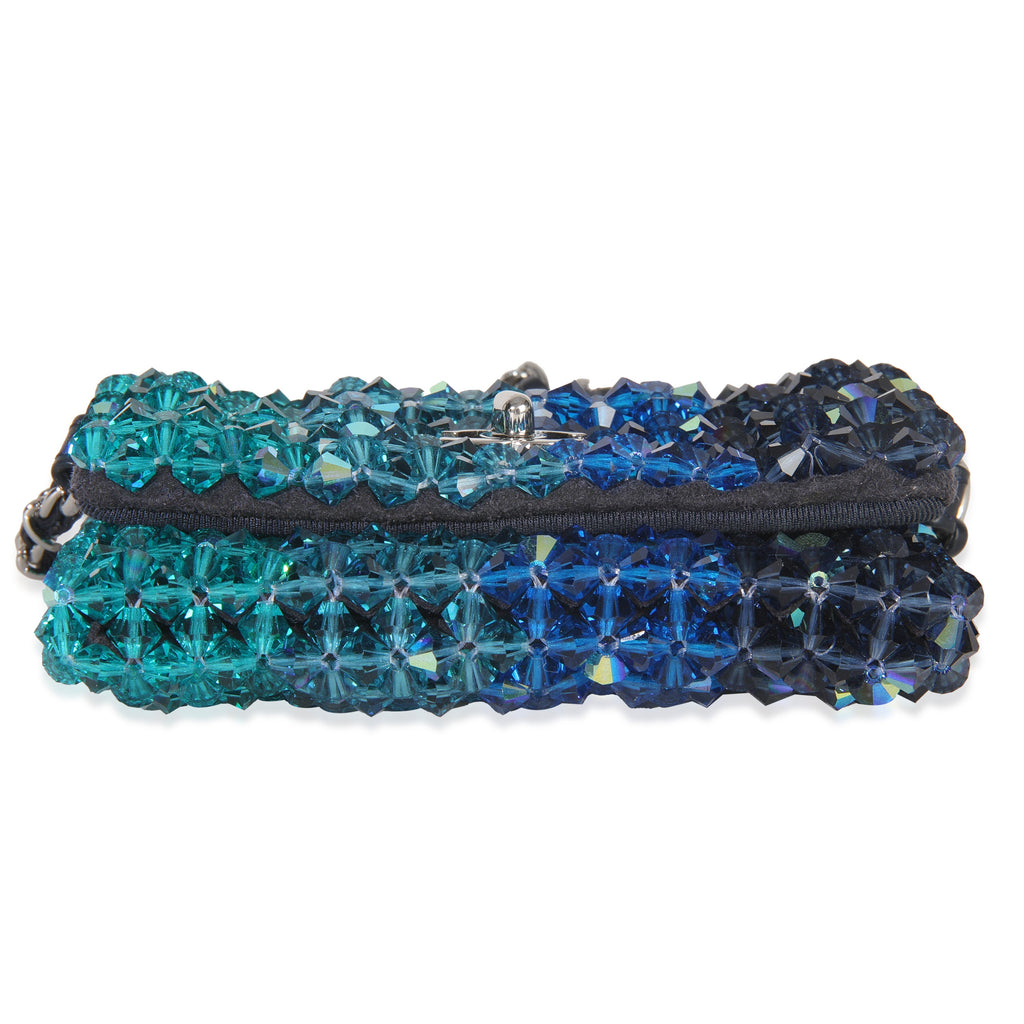 Chanel Blue Ombre Beaded Micro Clutch On Chain
