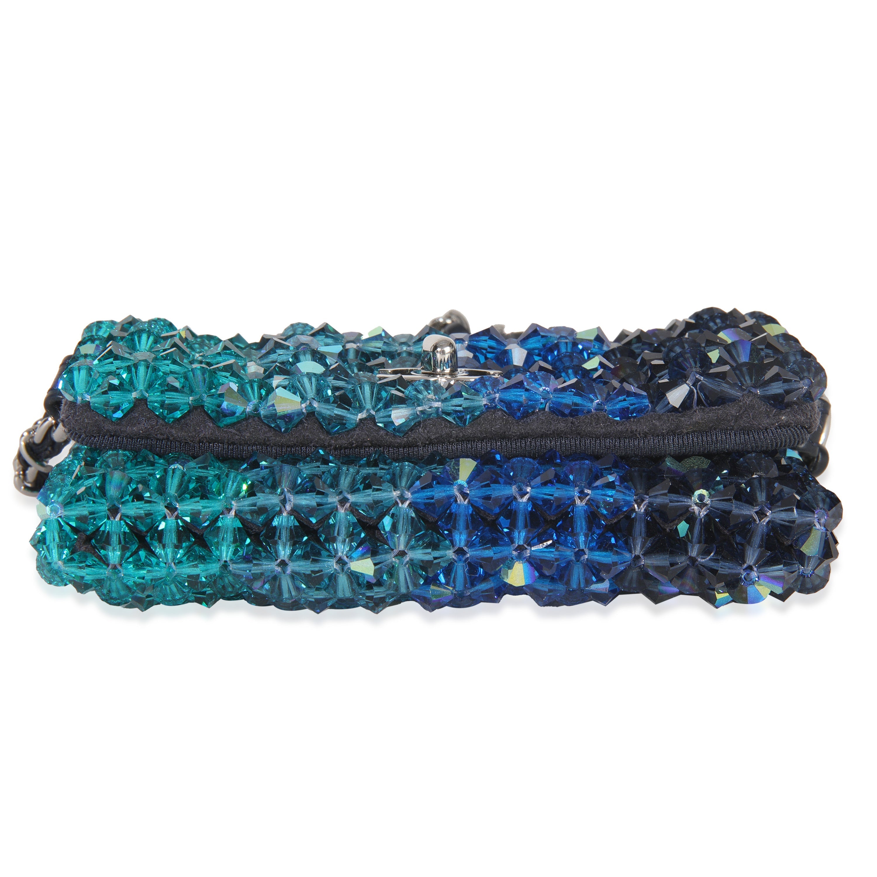 Chanel Blue Ombre Beaded Micro Clutch On Chain