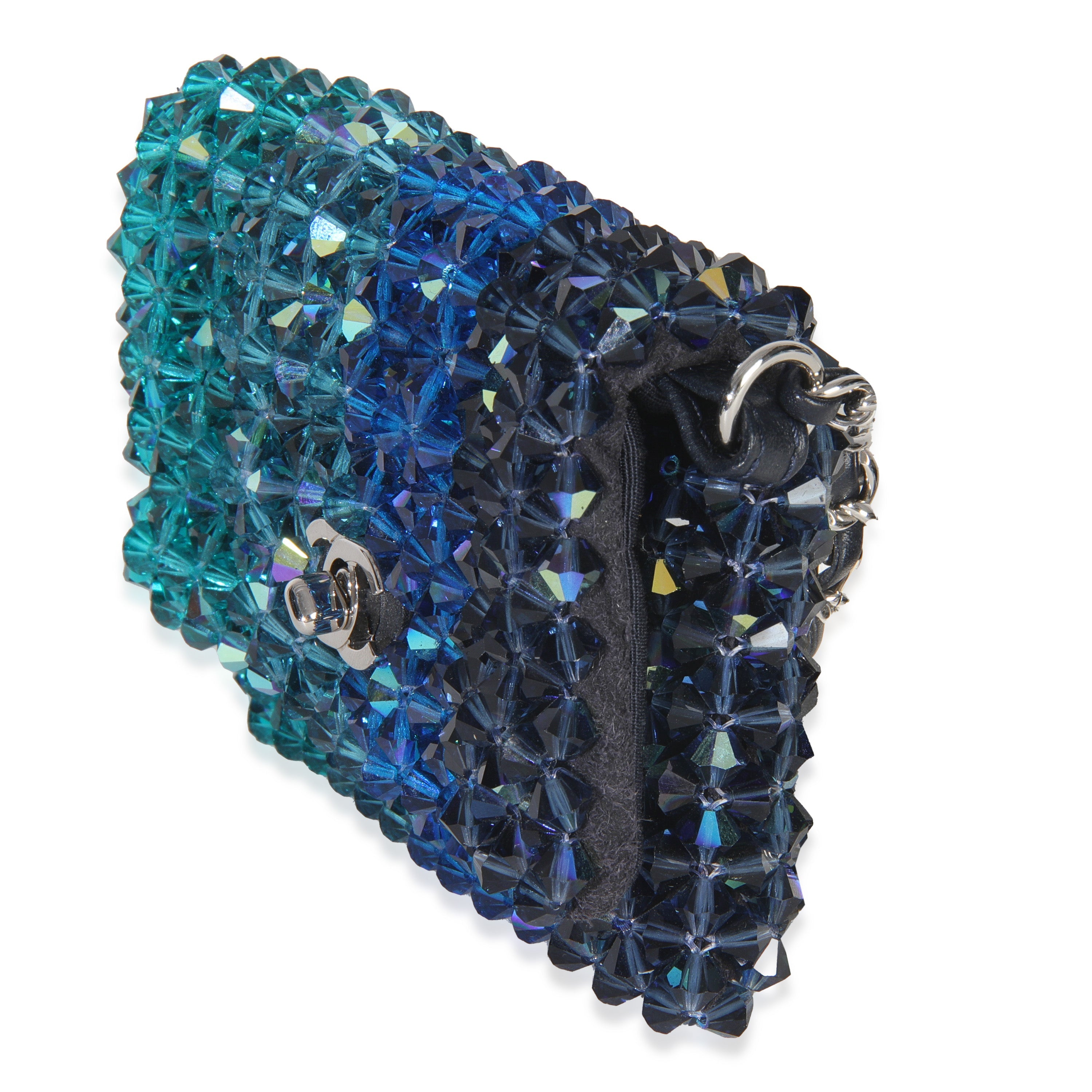 Chanel Blue Ombre Beaded Micro Clutch On Chain