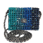 Chanel Blue Ombre Beaded Micro Clutch On Chain