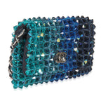 Chanel Blue Ombre Beaded Micro Clutch On Chain