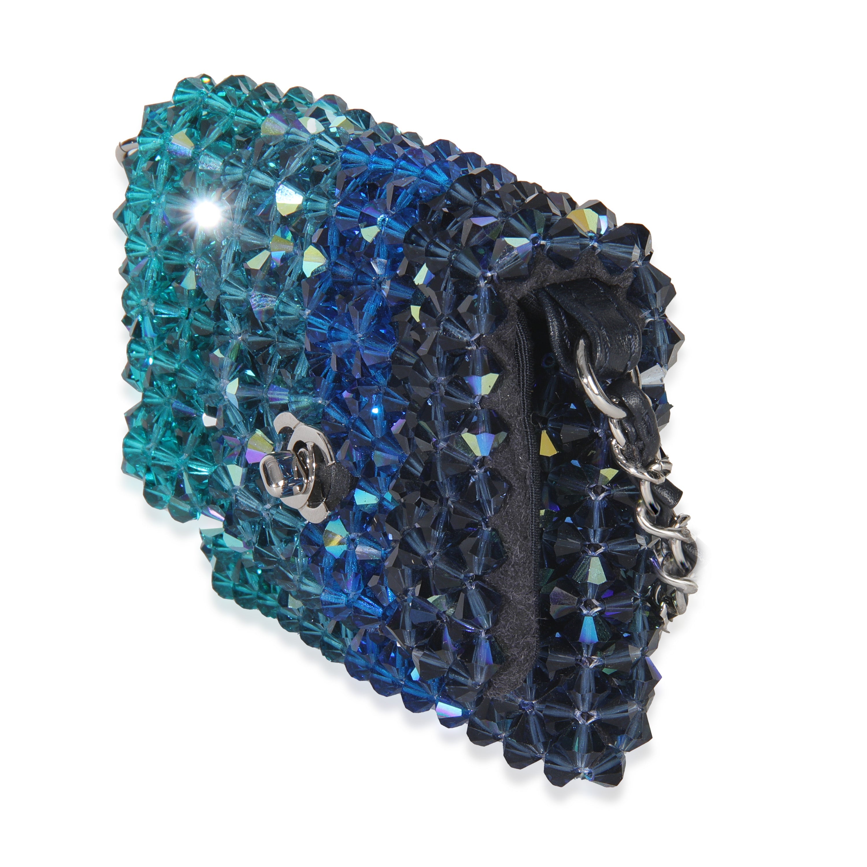 Chanel Blue Ombre Beaded Micro Clutch On Chain