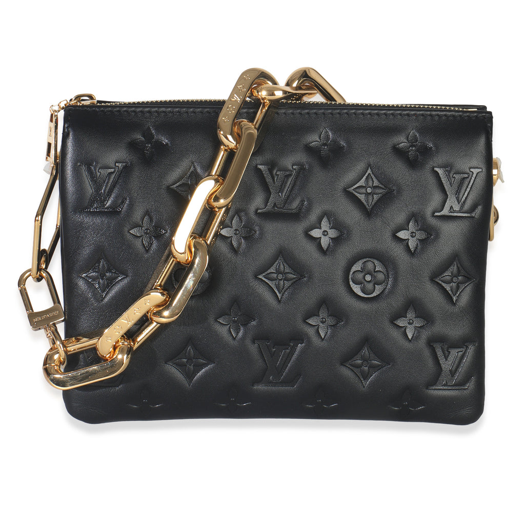 Louis Vuitton Black Monogram Embossed Lambskin Coussin BB