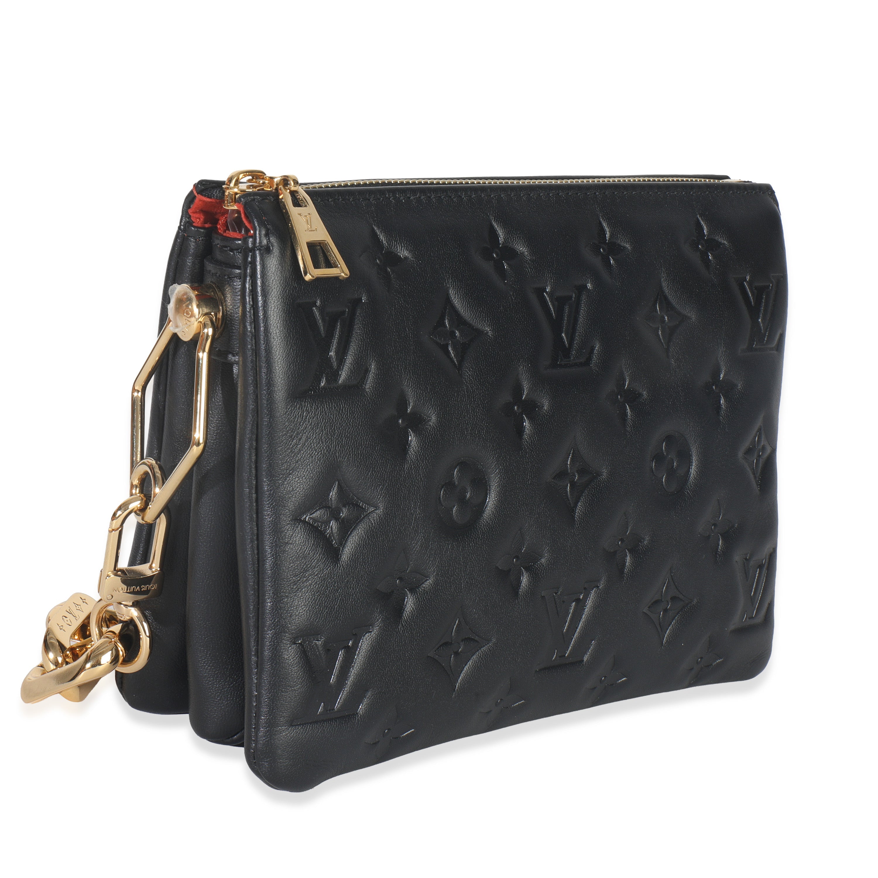 Louis Vuitton Black Monogram Embossed Lambskin Coussin BB