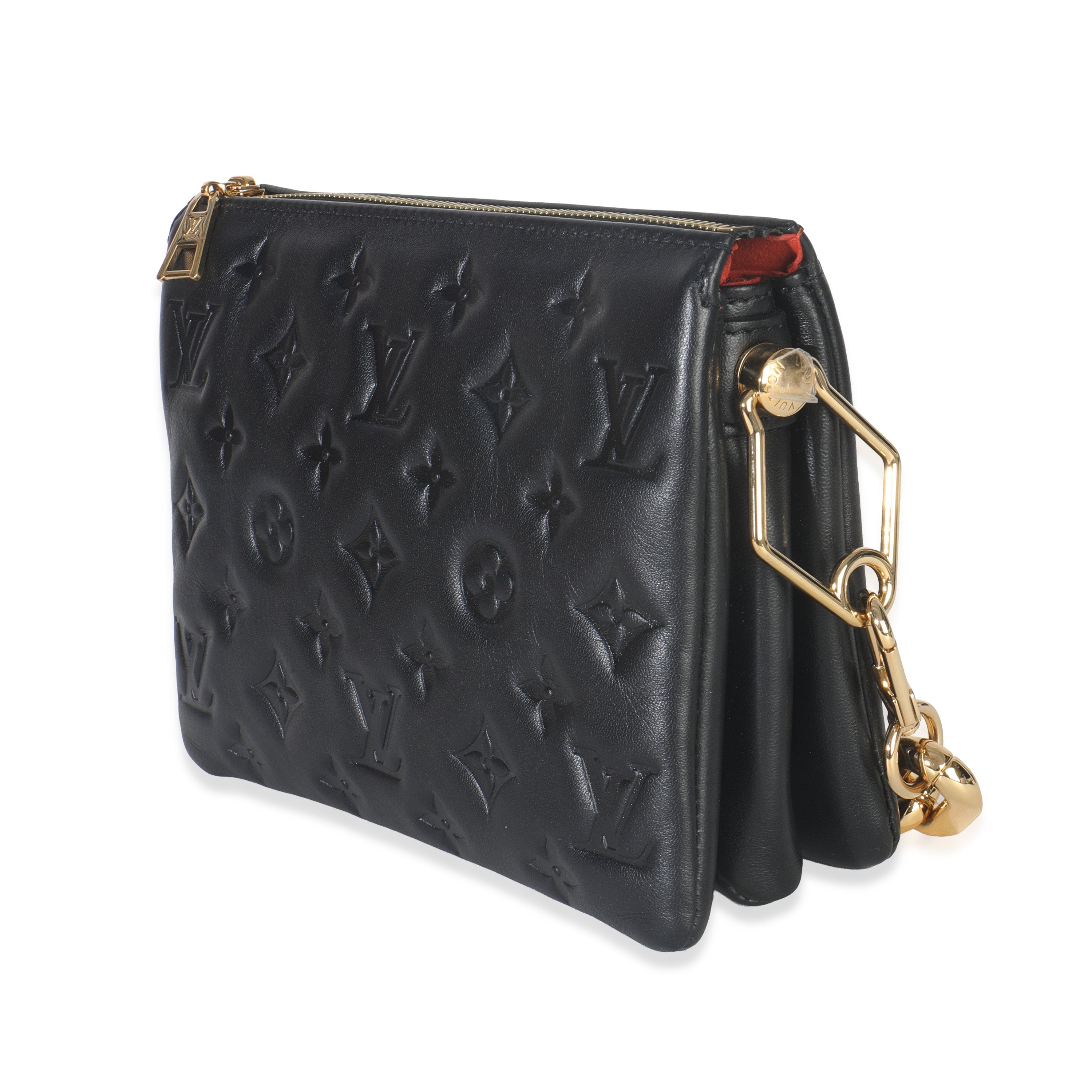 Louis Vuitton Black Monogram Embossed Lambskin Coussin BB