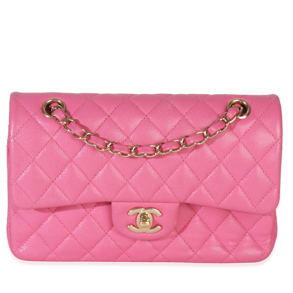 Chanel 22P Pink Quilted Caviar Small Classic Double Flap Bag