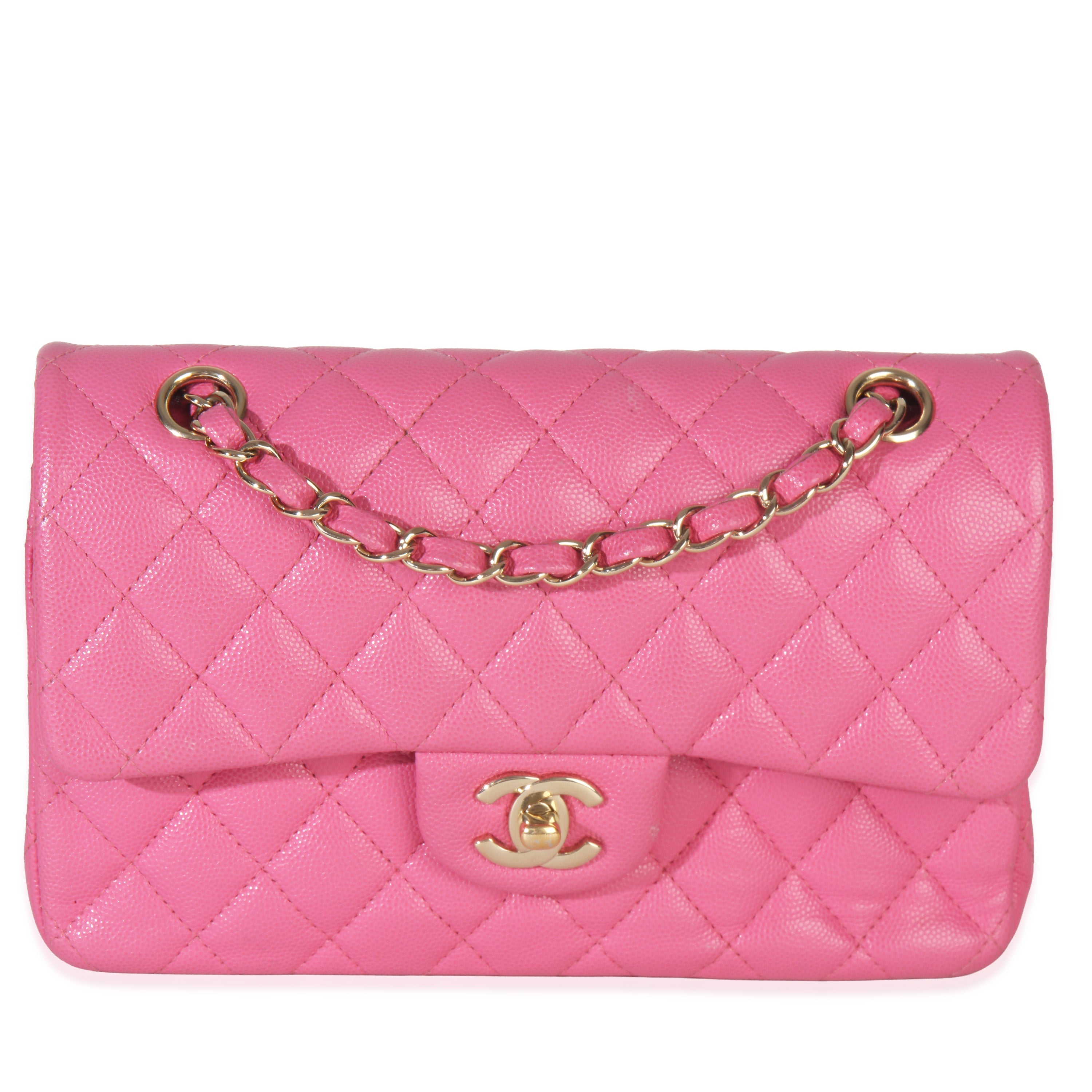 Chanel 22P Pink Quilted Caviar Small Classic Double Flap Bag