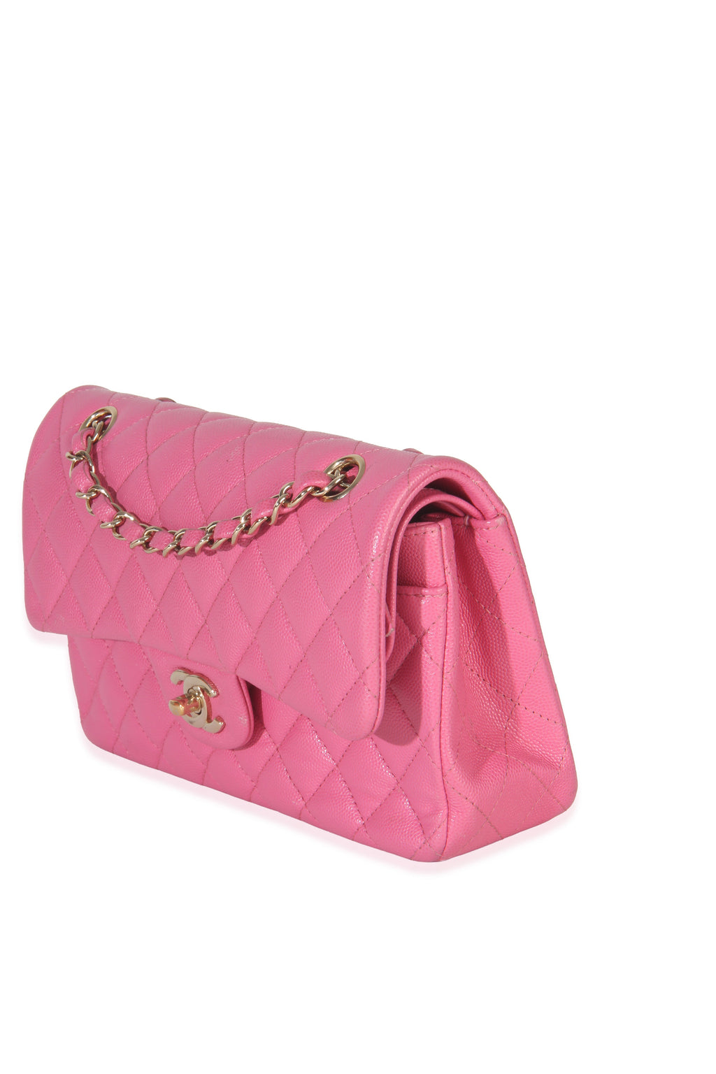 Chanel 22P Pink Quilted Caviar Small Classic Double Flap Bag