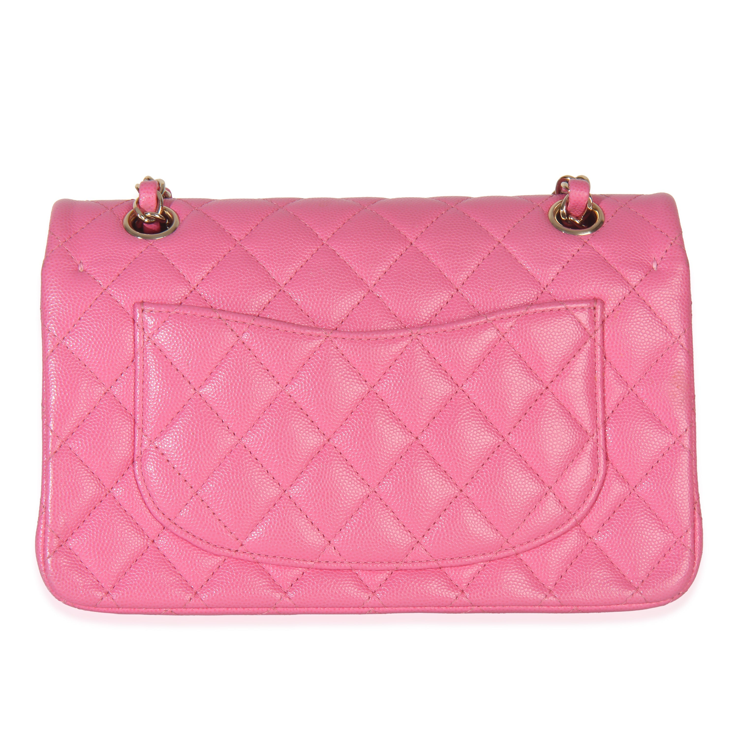 Chanel 22P Pink Quilted Caviar Small Classic Double Flap Bag