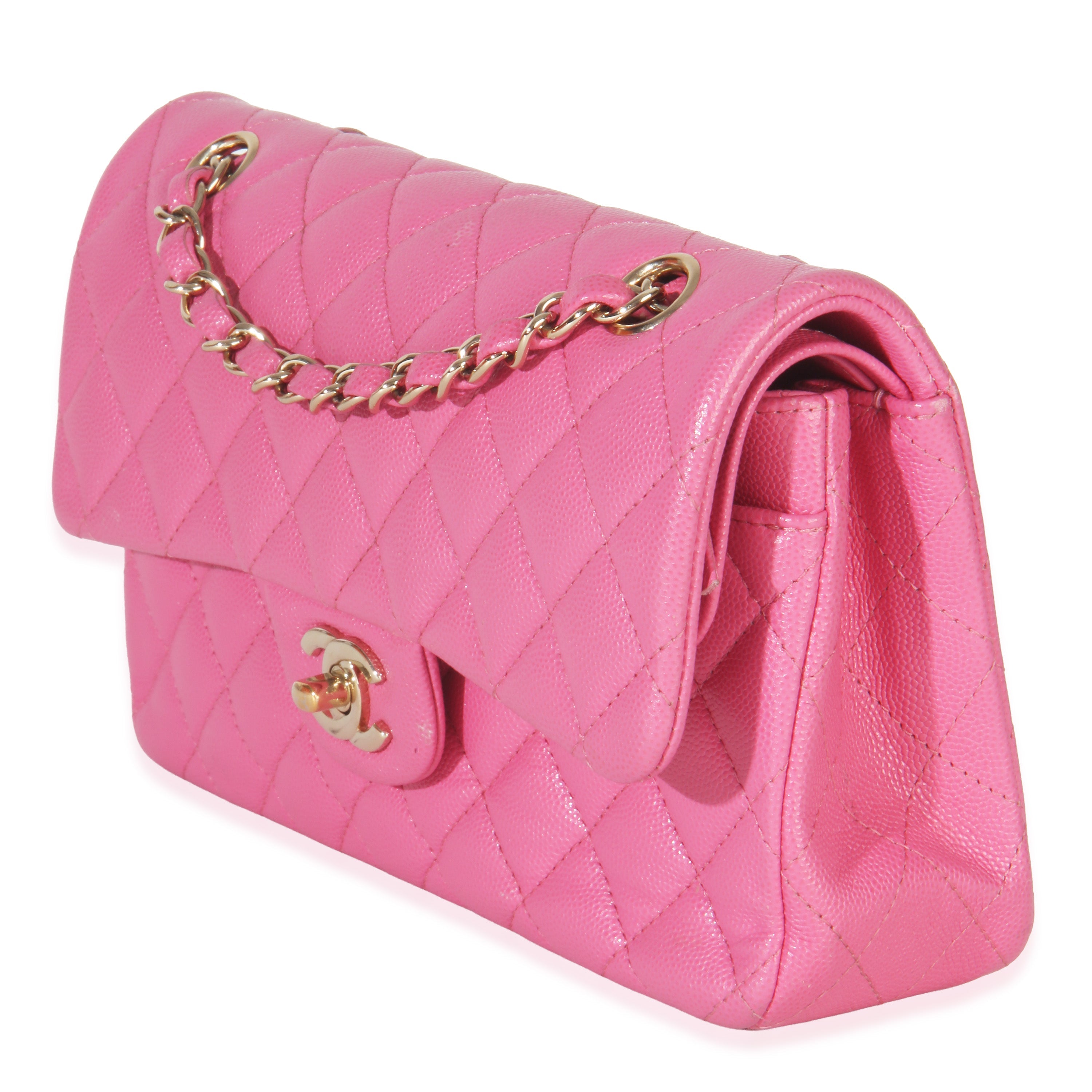 Chanel 22P Pink Quilted Caviar Small Classic Double Flap Bag