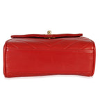 Chanel Vintage 24K Red Chevron Lambskin CC Square Flap Bag