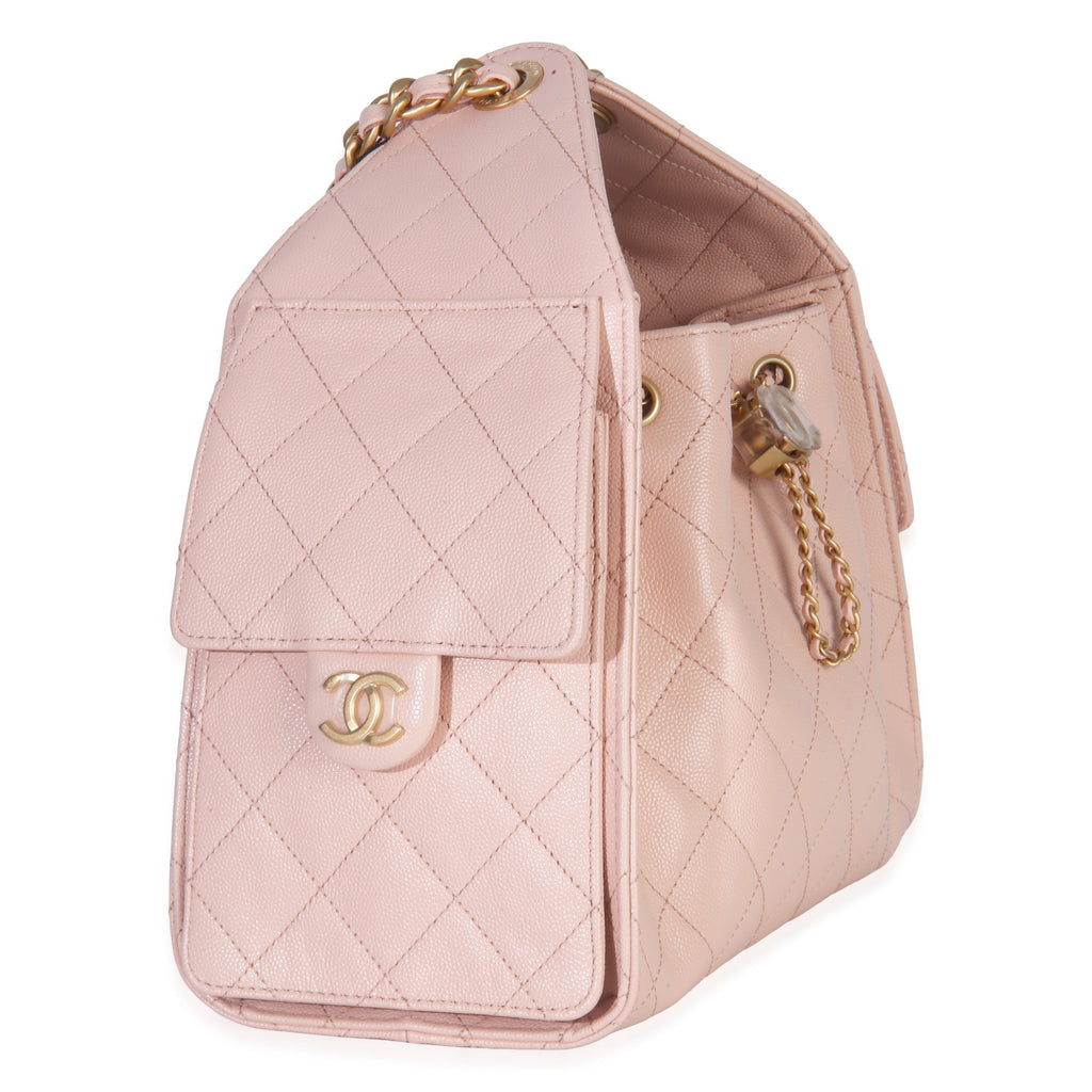 Chanel Pink Quilted Caviar Small Chanel 25 Hobo Handbag