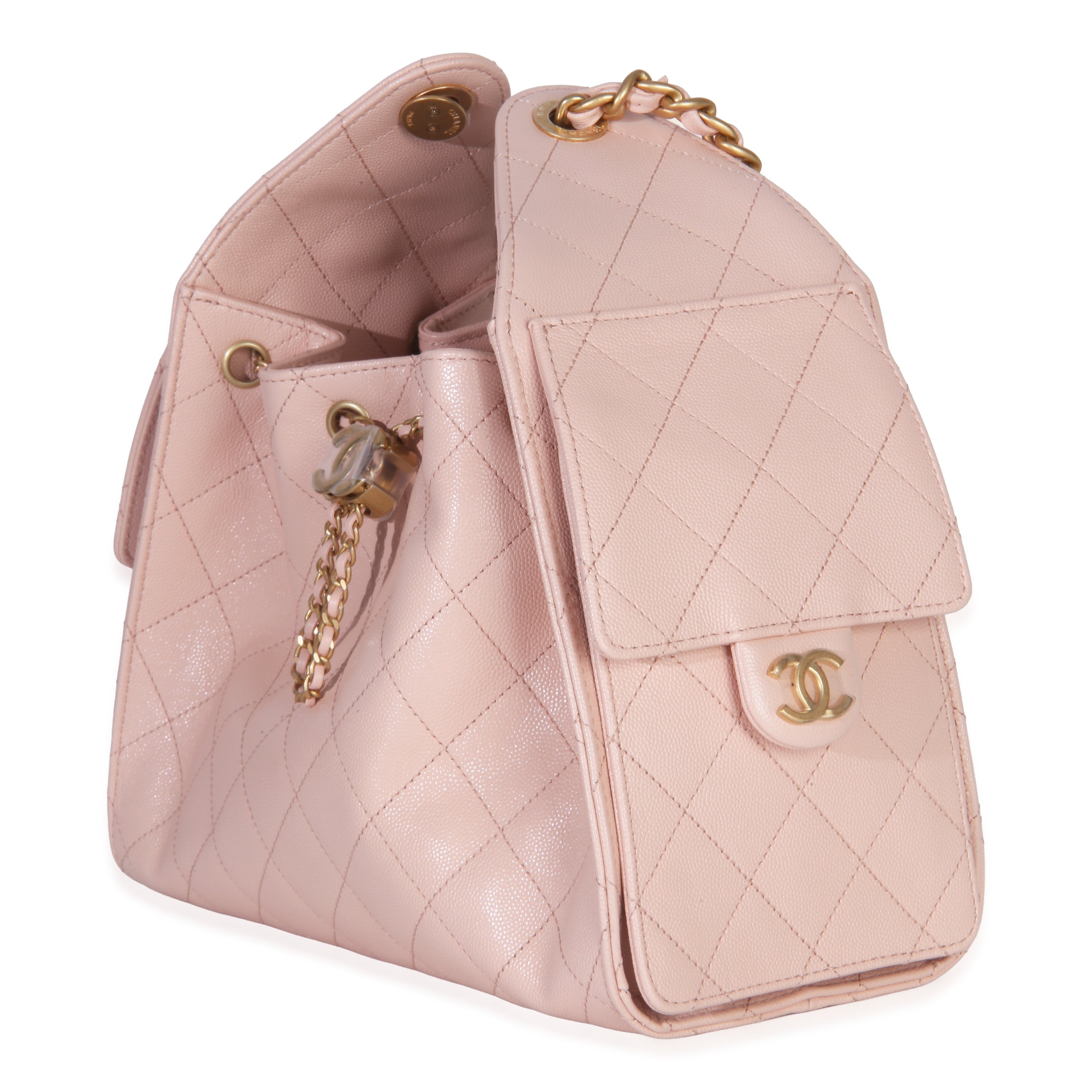 Chanel Pink Quilted Caviar Small Chanel 25 Hobo Handbag